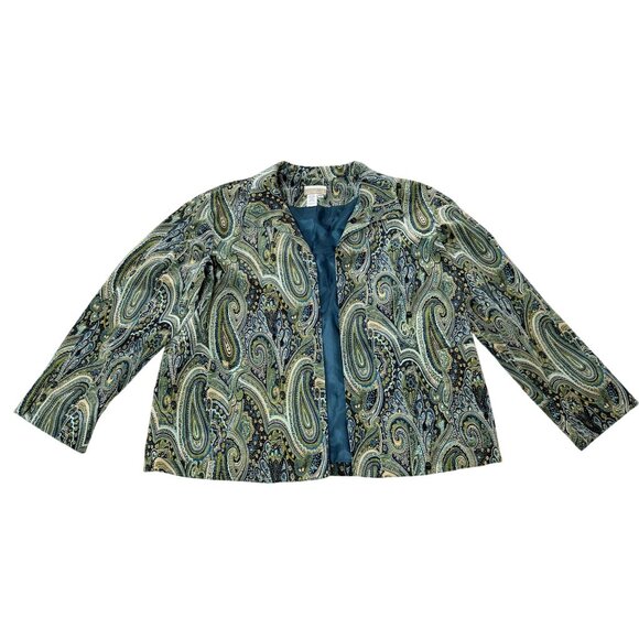 Coldwater Creek Peacock Paisley Jacket Womens Plus Size PXL Open Front Lined - Picture 4 of 14